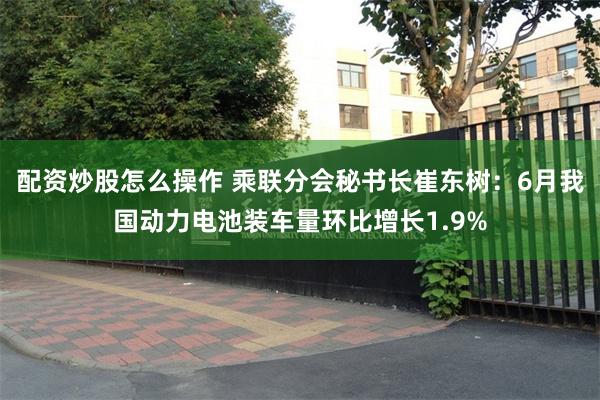 配资炒股怎么操作 乘联分会秘书长崔东树：6月我国动力电池装车量环比增长1.9%