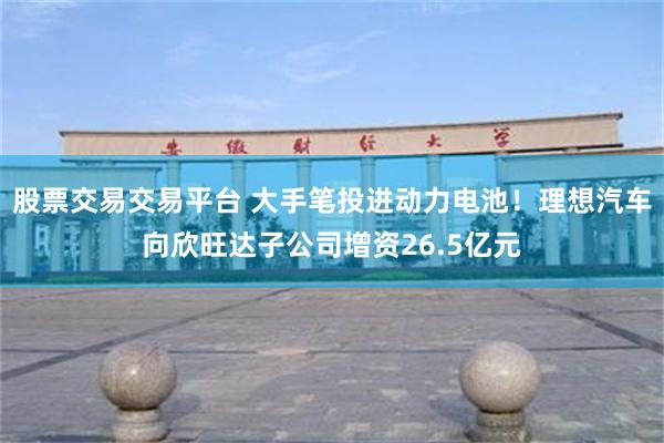 股票交易交易平台 大手笔投进动力电池！理想汽车向欣旺达子公司增资26.5亿元